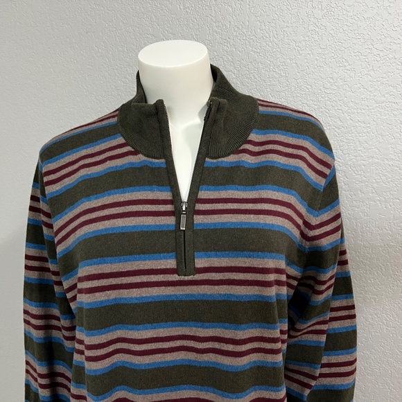 Vintage L.L. Bean Zip Up Cotton/Cashmere Pullover Sweater - Picture 2 of 8